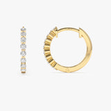 14k Solid Gold Shared Prong Diamond Hoop Earrings  Ferkos Fine Jewelry