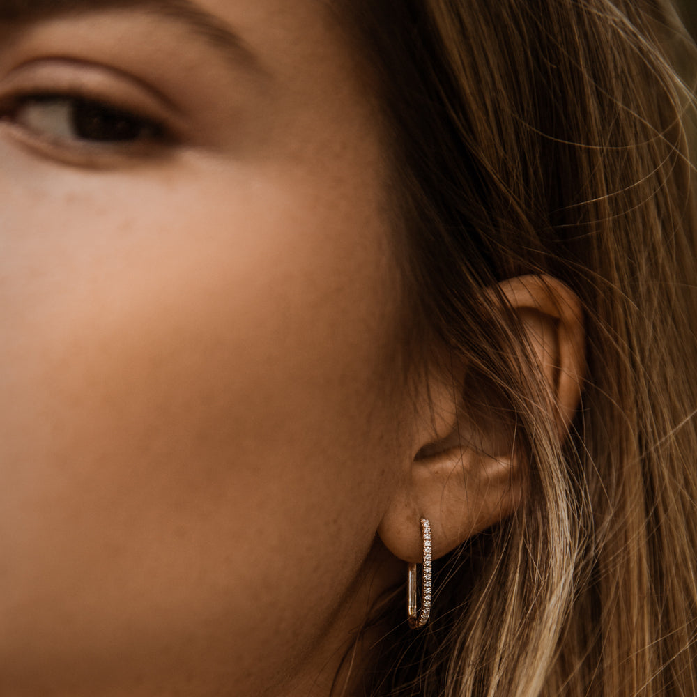 14K Gold Diamond Hoop Earrings – FERKOS FJ