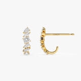 14k Gold Mixed Diamond Shapes Statement Stud Earrings  Ferkos Fine Jewelry