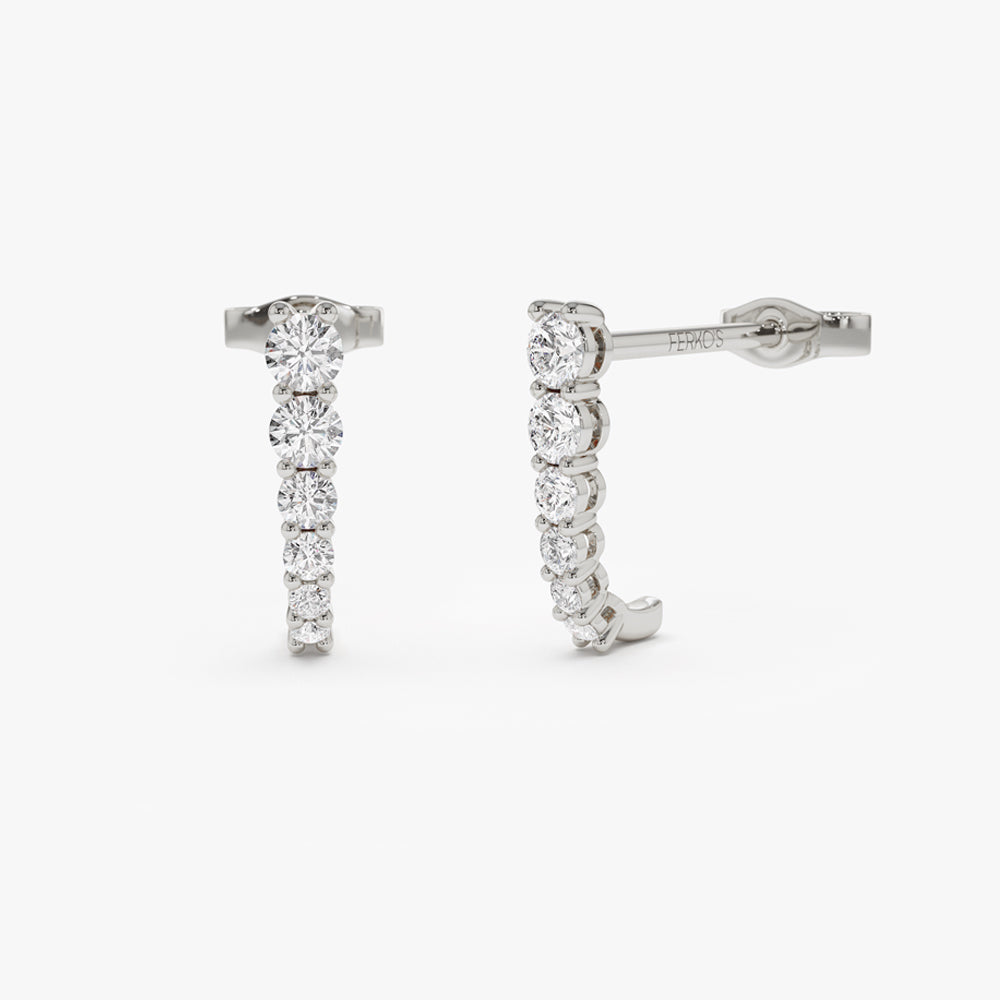 14k Round Diamond Prong Setting Graduating Stud Earrings – FERKOS FJ