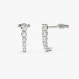 14k Round Diamond Prong Setting Graduating Stud Earrings 14K White Gold Ferkos Fine Jewelry