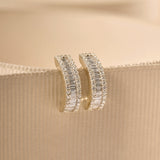 14K Baguette and Round Diamond Micro Pave Earrings  Ferkos Fine Jewelry