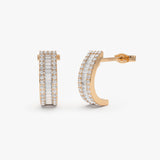 14K Baguette and Round Diamond Micro Pave Earrings 14K Rose Gold Ferkos Fine Jewelry