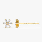 14k Mini Flower Baguette Diamond Earrings  Ferkos Fine Jewelry