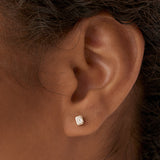 14k Emerald Cut Bezel Setting Stud Earrings  Ferkos Fine Jewelry