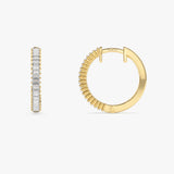 14k Baguette Diamond Hoop Earrings  Ferkos Fine Jewelry