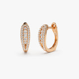 14k Cute Diamond Huggie Earrings 14K Rose Gold Ferkos Fine Jewelry
