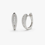 14k Cute Diamond Huggie Earrings 14K White Gold Ferkos Fine Jewelry