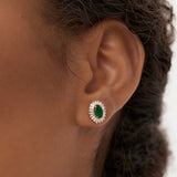 14k Emerald and Baguette Diamond Ballerina Stud Earrings  Ferkos Fine Jewelry