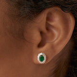 14k Emerald and Baguette Diamond Ballerina Stud Earrings  Ferkos Fine Jewelry