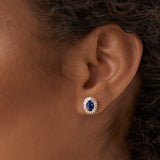 14k Sapphire and Baguette Diamond Ballerina Stud Earrings  Ferkos Fine Jewelry