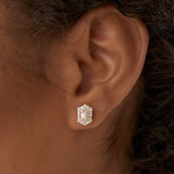14k Baguette & Round Diamond Hexagon Studs  Ferkos Fine Jewelry