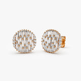 14kBaguette Diamond Needle Cut Statement Earrings 14K Rose Gold Ferkos Fine Jewelry