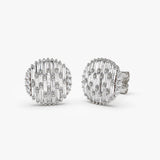 14kBaguette Diamond Needle Cut Statement Earrings 14K White Gold Ferkos Fine Jewelry