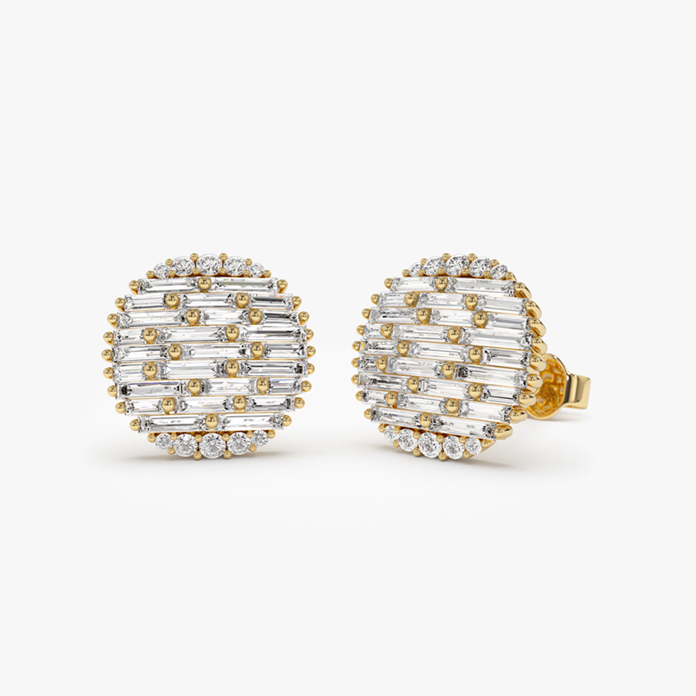 14kBaguette Diamond Needle Cut Statement Earrings 14K Gold Ferkos Fine Jewelry