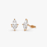 1.00 ctw 14k Classic Four Prong Marquise Shape Lab Grown Diamond Studs - Leah 14K Rose Gold Ferkos Fine Jewelry