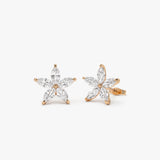 1.45 ctw 14k Marquise Shaped Lab Grown Diamond Floral Studs - Maya 14K Rose Gold Ferkos Fine Jewelry