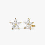 1.45 ctw 14k Marquise Shaped Lab Grown Diamond Floral Studs - Maya 14K Gold Ferkos Fine Jewelry