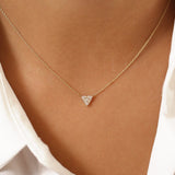14k Triangle Shaped Round and Baguette Diamond Necklace  Ferkos Fine Jewelry