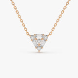 14k Triangle Shaped Round and Baguette Diamond Necklace 14K Rose Gold Ferkos Fine Jewelry
