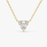 14k Triangle Shaped Round and Baguette Diamond Necklace 14K Gold Ferkos Fine Jewelry