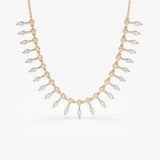 14k Gold Marquise and Round Diamonds Statement Piece Necklace 14K Rose Gold Ferkos Fine Jewelry