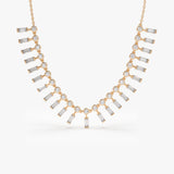 14k Baguette and Round Diamonds Statement Piece Necklace 14K Rose Gold Ferkos Fine Jewelry