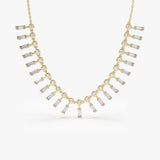 14k Baguette and Round Diamonds Statement Piece Necklace 14K Gold Ferkos Fine Jewelry