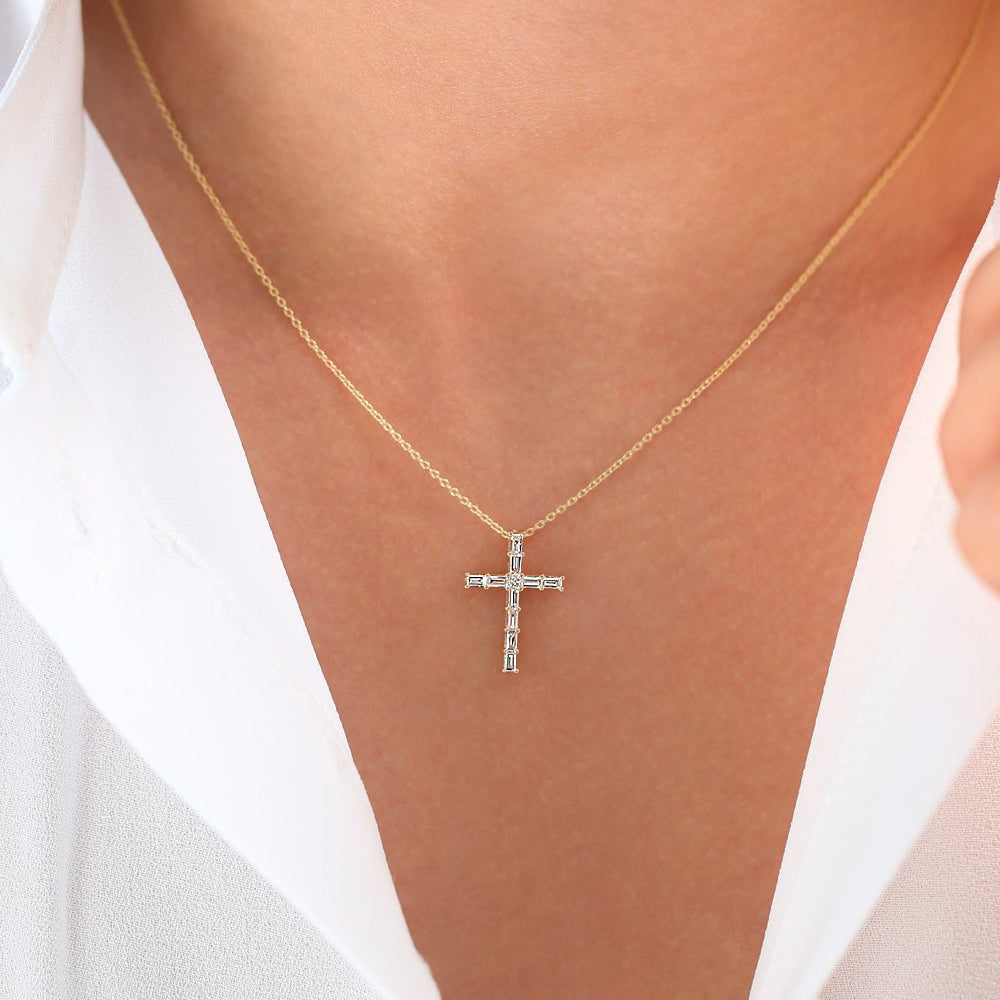 14K Baguette Diamond Cross  Ferkos Fine Jewelry