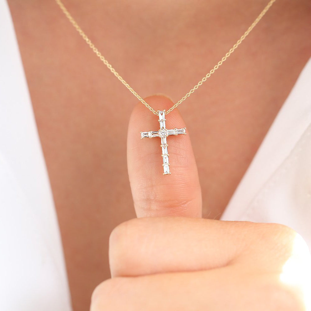 14K Baguette Diamond Cross  Ferkos Fine Jewelry