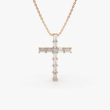14K Baguette Diamond Cross 14K Rose Gold Ferkos Fine Jewelry