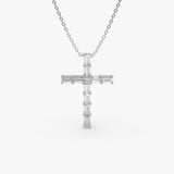 14K Baguette Diamond Cross 14K White Gold Ferkos Fine Jewelry
