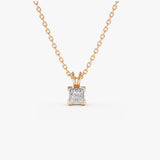 14k Princess-Cut Diamond Solitaire Pendant 14K Rose Gold Ferkos Fine Jewelry