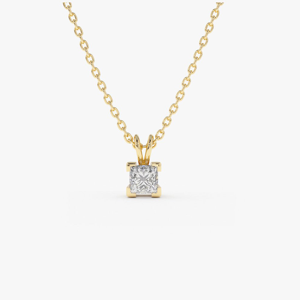14k Princess-Cut Diamond Solitaire Pendant 14K Gold Ferkos Fine Jewelry