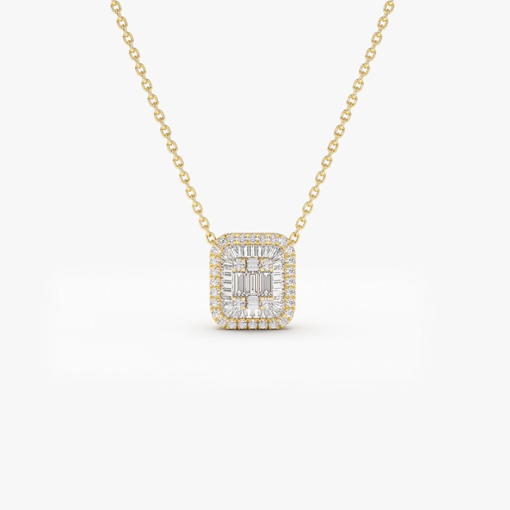 14k Unique Baguette Diamond Statement Necklace 14K Gold Ferkos Fine Jewelry