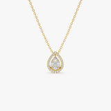 14K Pear Shaped Illusion Setting Halo Diamond Necklace  Ferkos Fine Jewelry