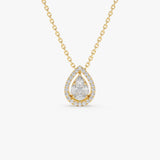 14K Pear Shaped Illusion Setting Halo Diamond Necklace 14K Gold Ferkos Fine Jewelry