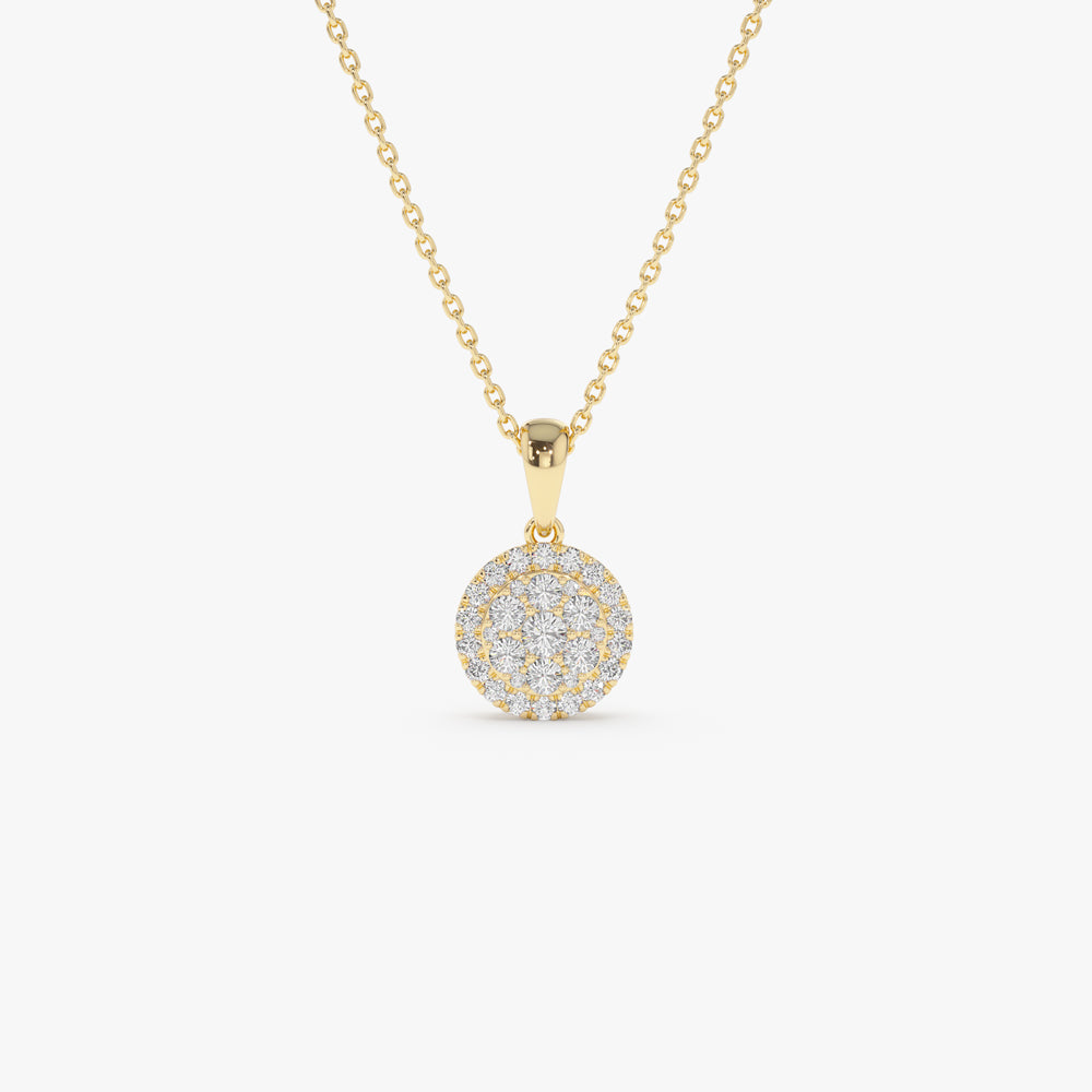 14k Diamond Round Illusion Cluster Necklace 14K Gold Ferkos Fine Jewelry
