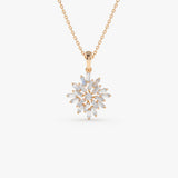 14K Baguette Diamond Cluster Pendant 14K Rose Gold Ferkos Fine Jewelry