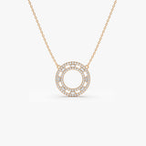 14k Full Circle Baguette & Round Diamond Necklace 14K Rose Gold Ferkos Fine Jewelry