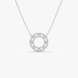 14k Full Circle Baguette & Round Diamond Necklace 14K White Gold Ferkos Fine Jewelry