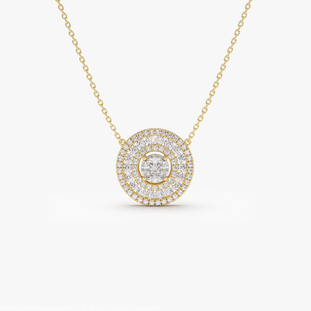 Illusion Solitaire Diamond Necklace in 14K Gold White Gold