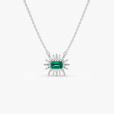 14k Tapered Baguette Diamond & Emerald Necklace 14K White Gold Ferkos Fine Jewelry