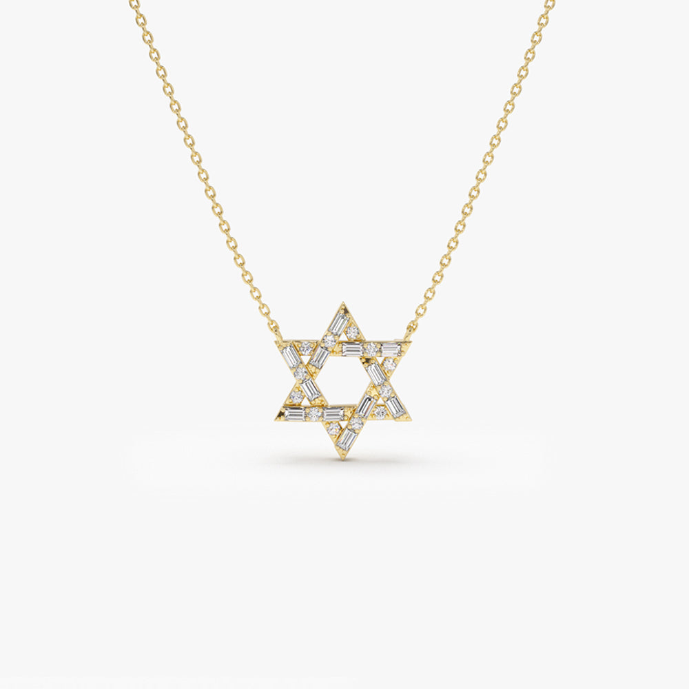 Baguette Diamond Star of David Necklace in 14K 14K Gold Ferkos Fine Jewelry