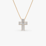 14k Unique Cross with Baguettes and Round Diamonds 14K Rose Gold Ferkos Fine Jewelry