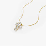 14k Unique Cross with Baguettes and Round Diamonds  Ferkos Fine Jewelry