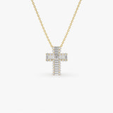14k Unique Cross with Baguettes and Round Diamonds 14K Gold Ferkos Fine Jewelry