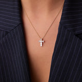 14k Illusion Setting Baguette Diamond Cross  Ferkos Fine Jewelry