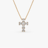 14k Illusion Setting Baguette Diamond Cross 14K Rose Gold Ferkos Fine Jewelry