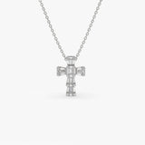 14k Illusion Setting Baguette Diamond Cross 14K White Gold Ferkos Fine Jewelry